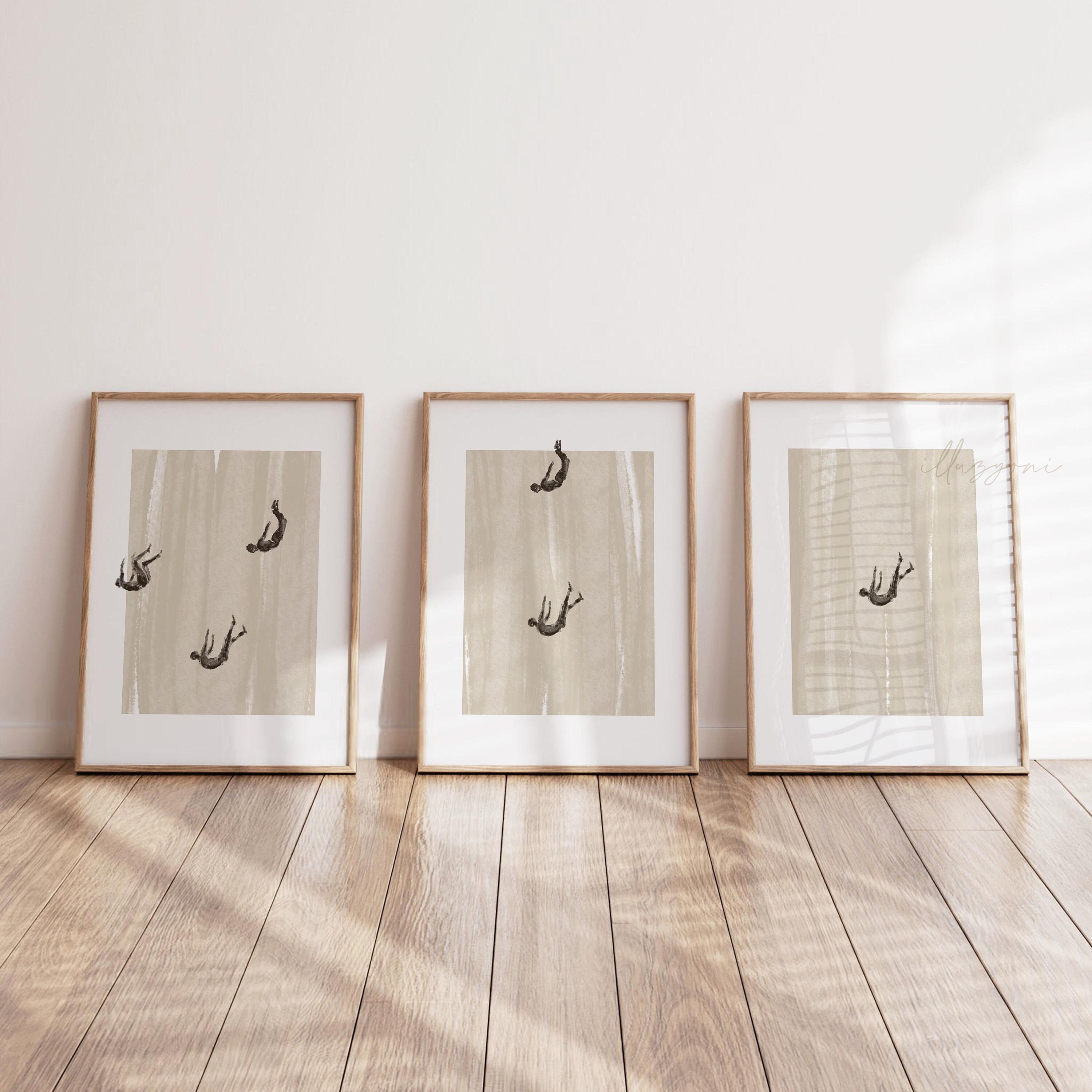 Falling People Set of 3 Prints, Printable Wall Art, Flying People ...