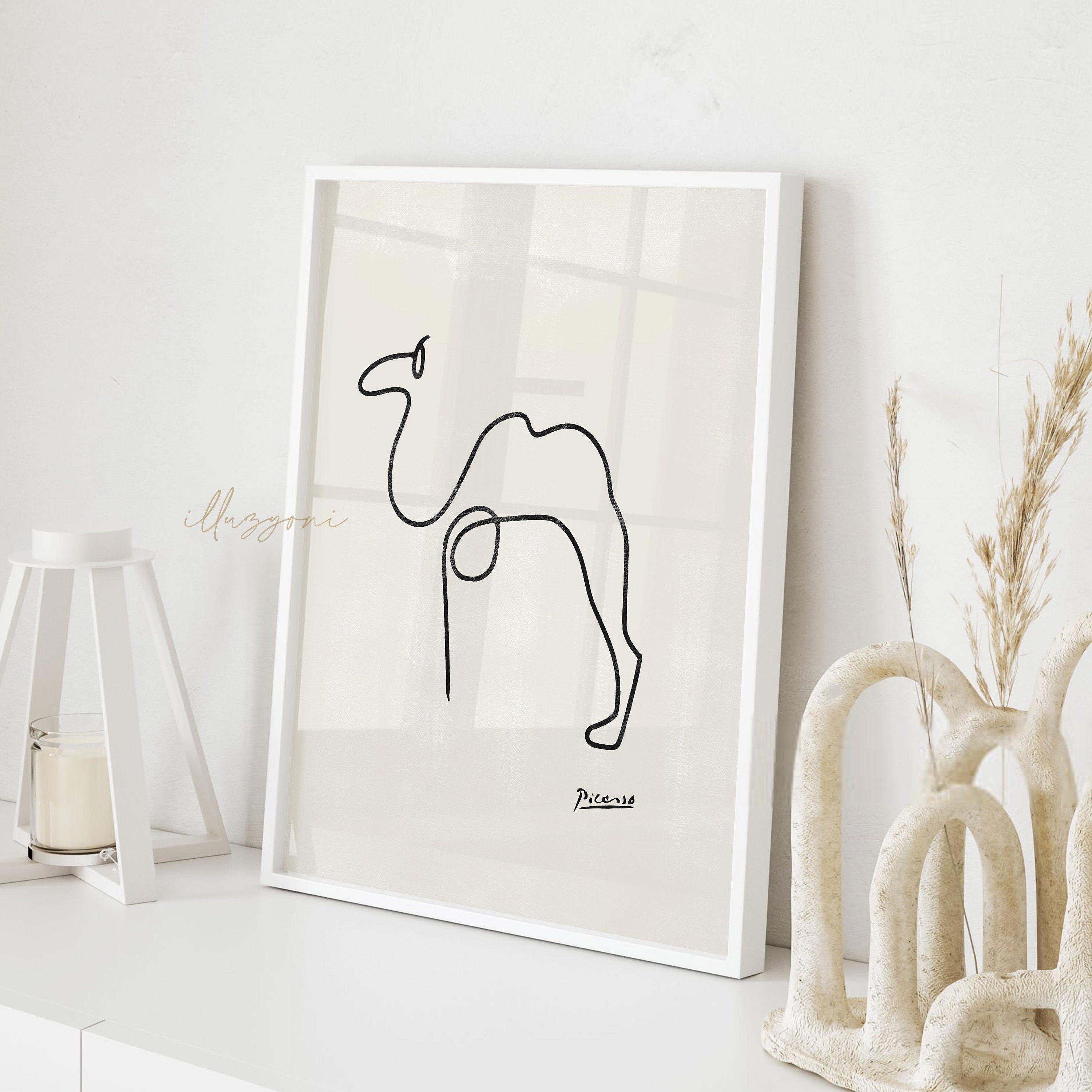 ピカソ　アートプリント ピカソのラクダの絵、印刷可能な壁アート、動物のプリント、一行