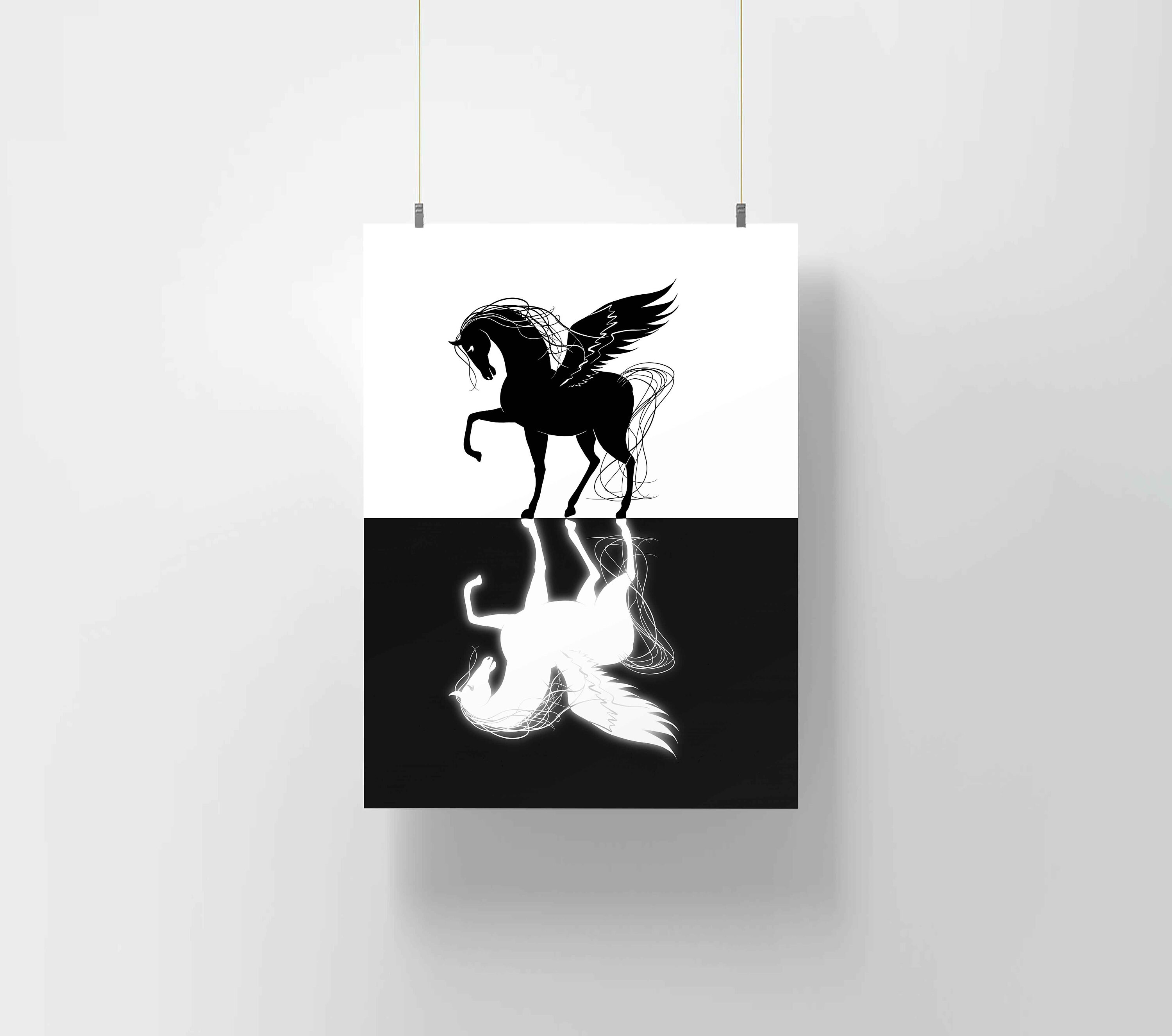 Abstract Unicorn Silhouette Printable Wall Art Print Etsy
