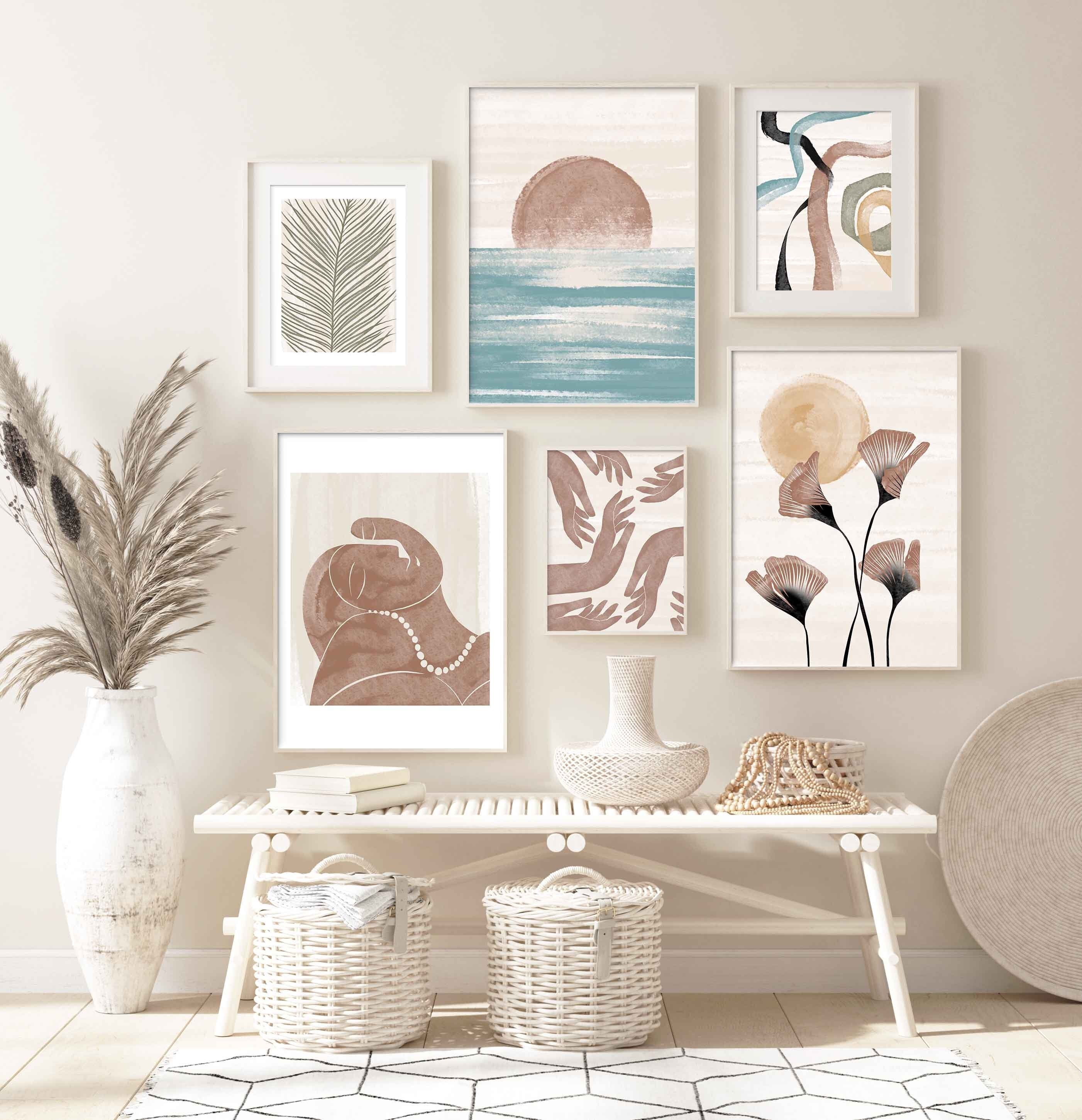 Boho Abstract Set of 6 Prints, Printable Wall Art, Boho Decor, Gallery
