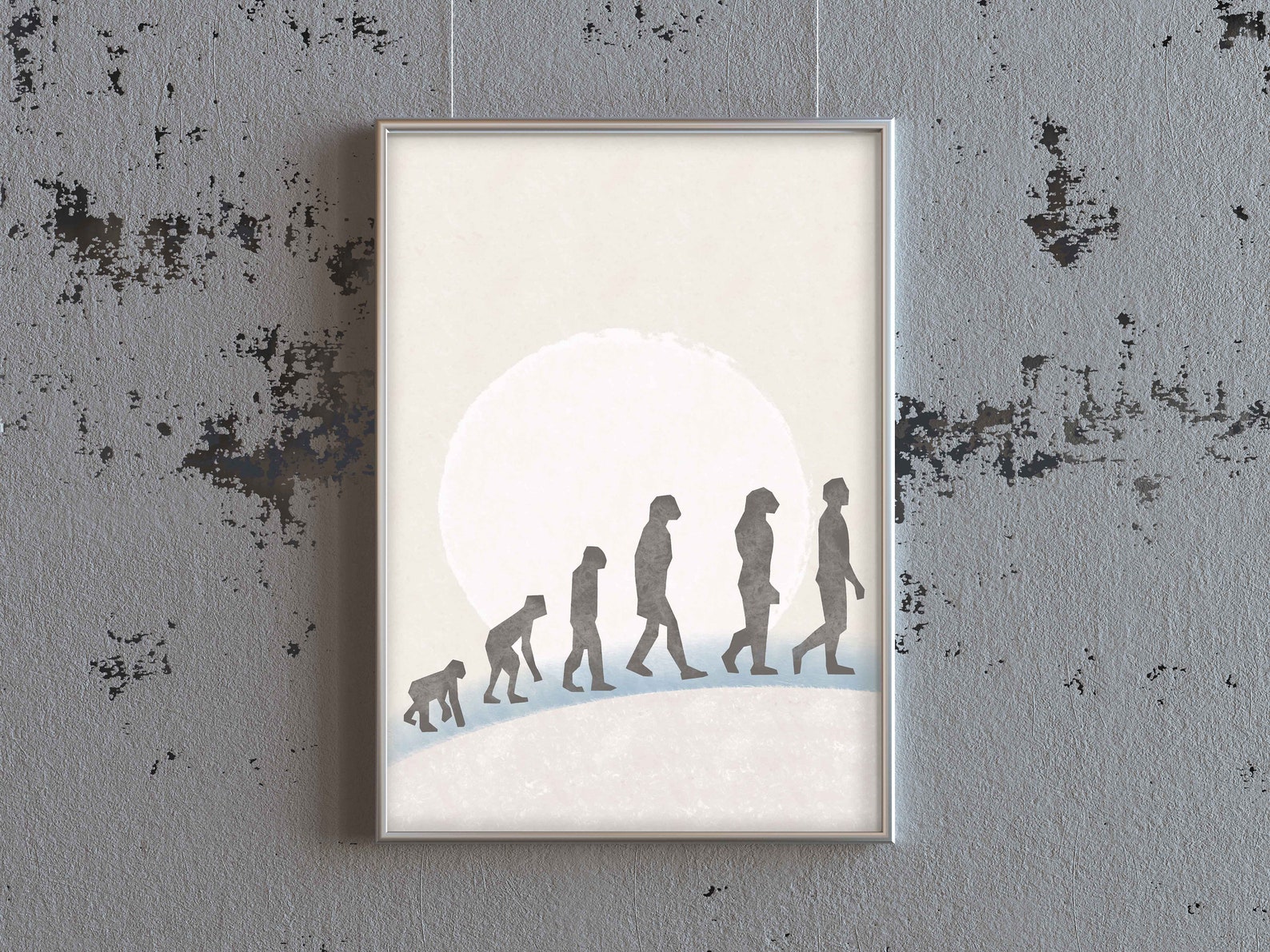 Human Evolution Sunset Silhouette Printable Wall Art Modern | Etsy