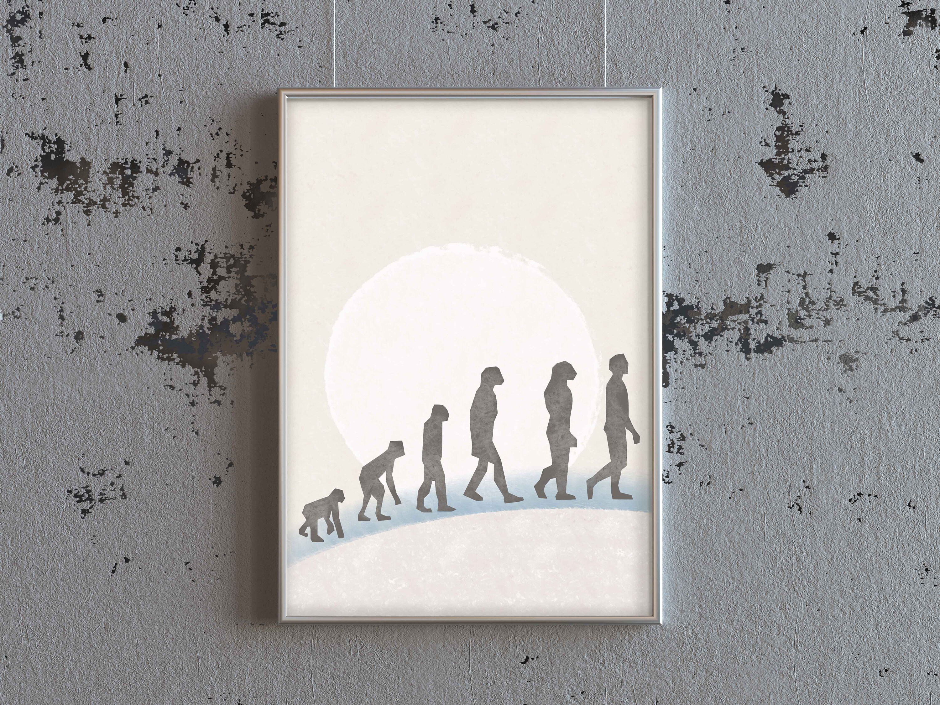 Human Evolution Sunset Silhouette Printable Wall Art Modern | Etsy