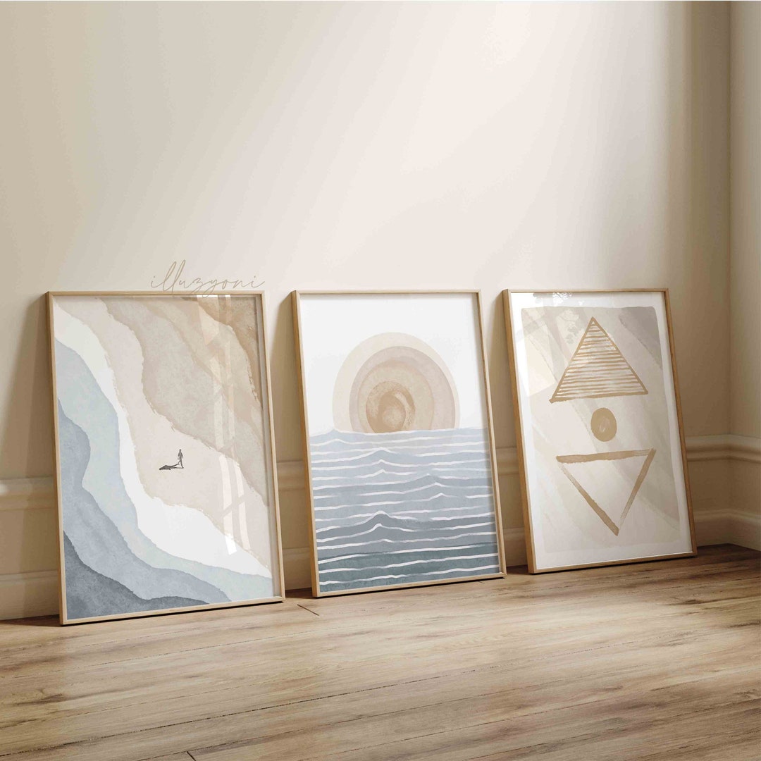 Boho Abstract Set of 3 Prints, Printable Wall Art, Boho Decor, Gallery ...
