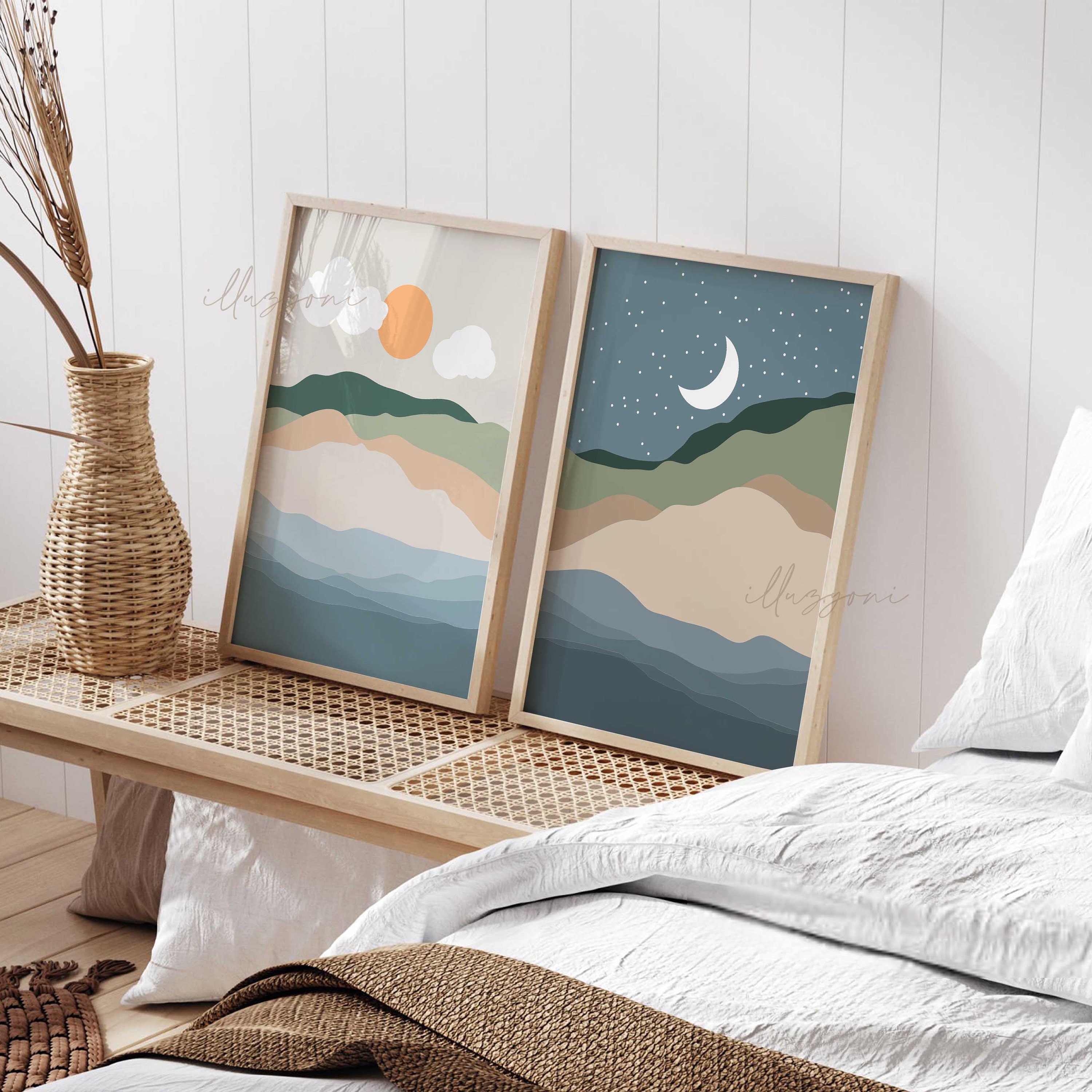 Sun and Moon Set of 2 Prints, Boho Home Decor, Nursery Room Wall Art ...
