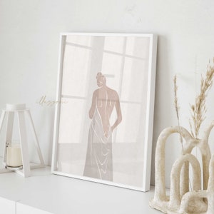 Nude Woman Sketch, Printable Wall Art, One Line Print, Abstract Naked