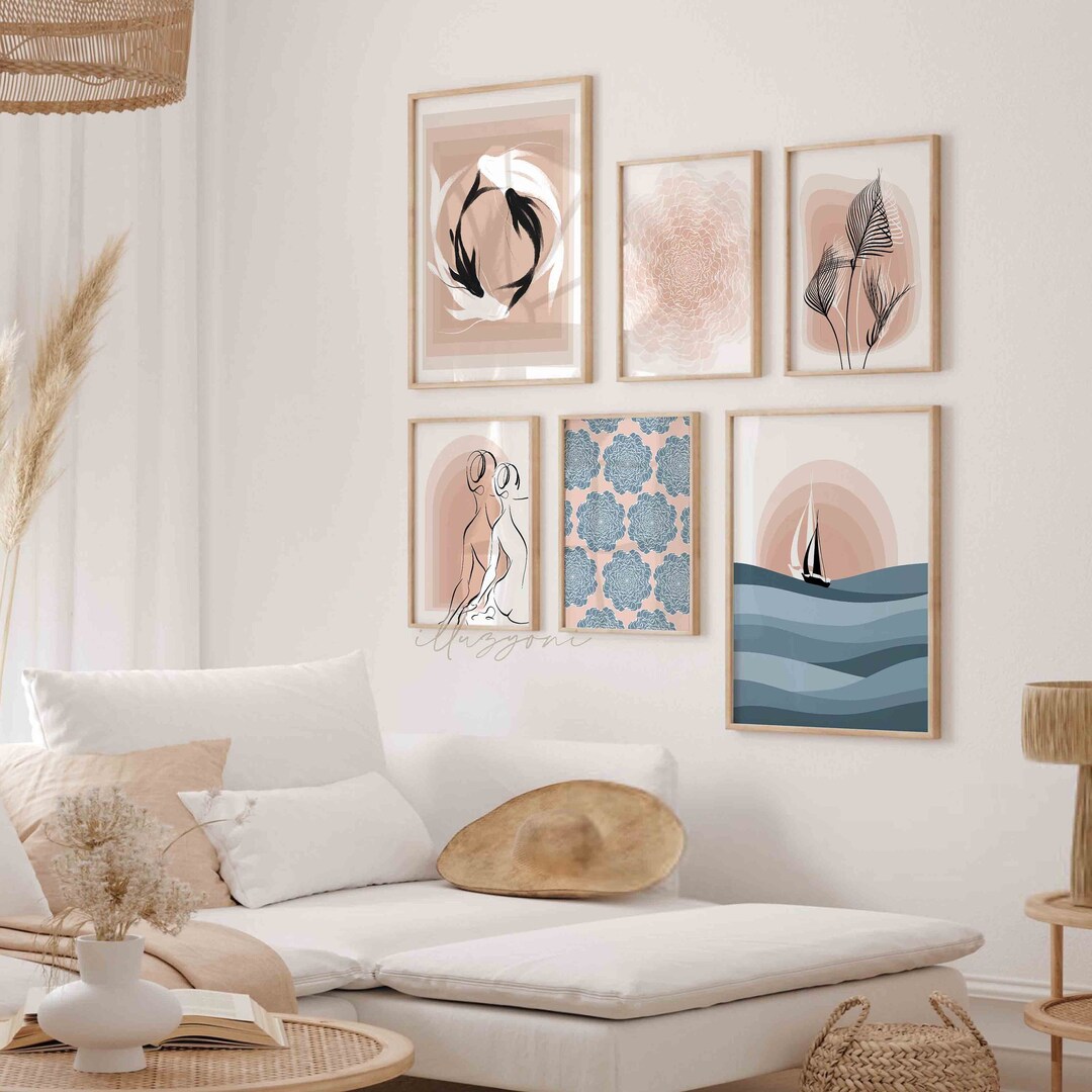 Boho Abstract Set of 6 Prints, Flower Market, Printable Wall Art, Boho ...