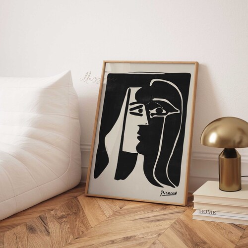 Picasso Kiss Poster, Printable Wall Art, Modern, Minimal