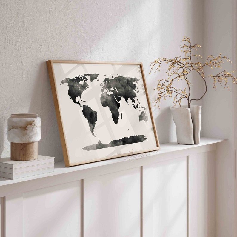 World Map Poster, Boho Wall Art, Printable Wall Art, Piece Wall Print ...