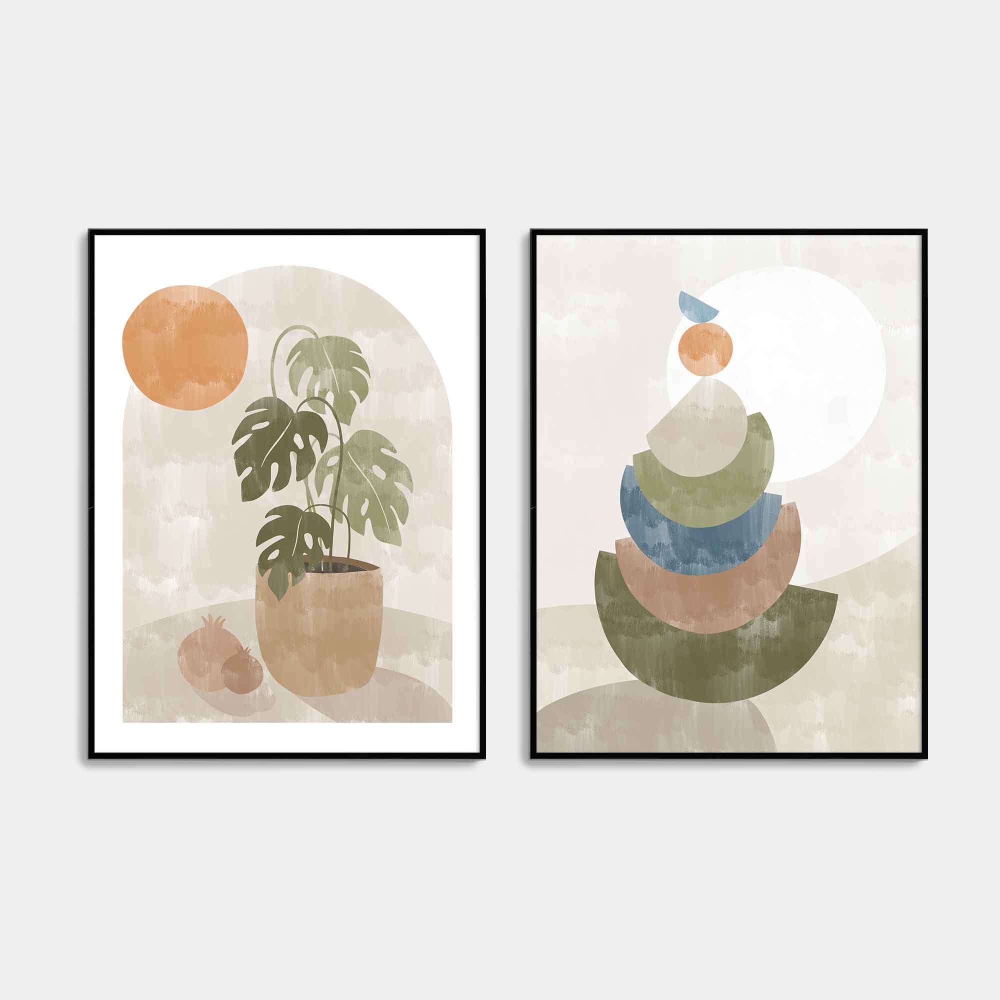 Boho Abstract Set of 2 Prints, Printable Wall Art, Boho Decor, Gallery ...