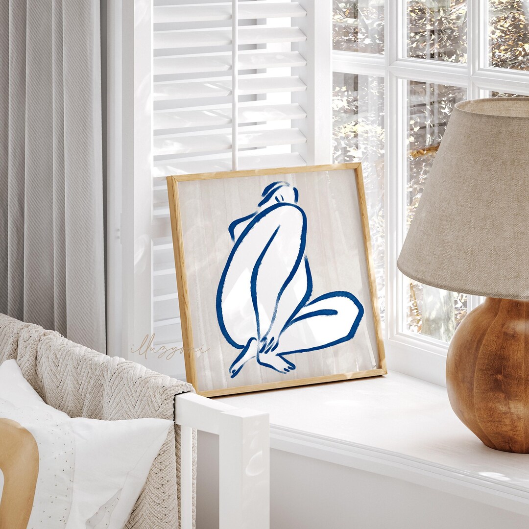 Abstract Woman Body Sketch, Printable Wall Art, Nude Female Poster