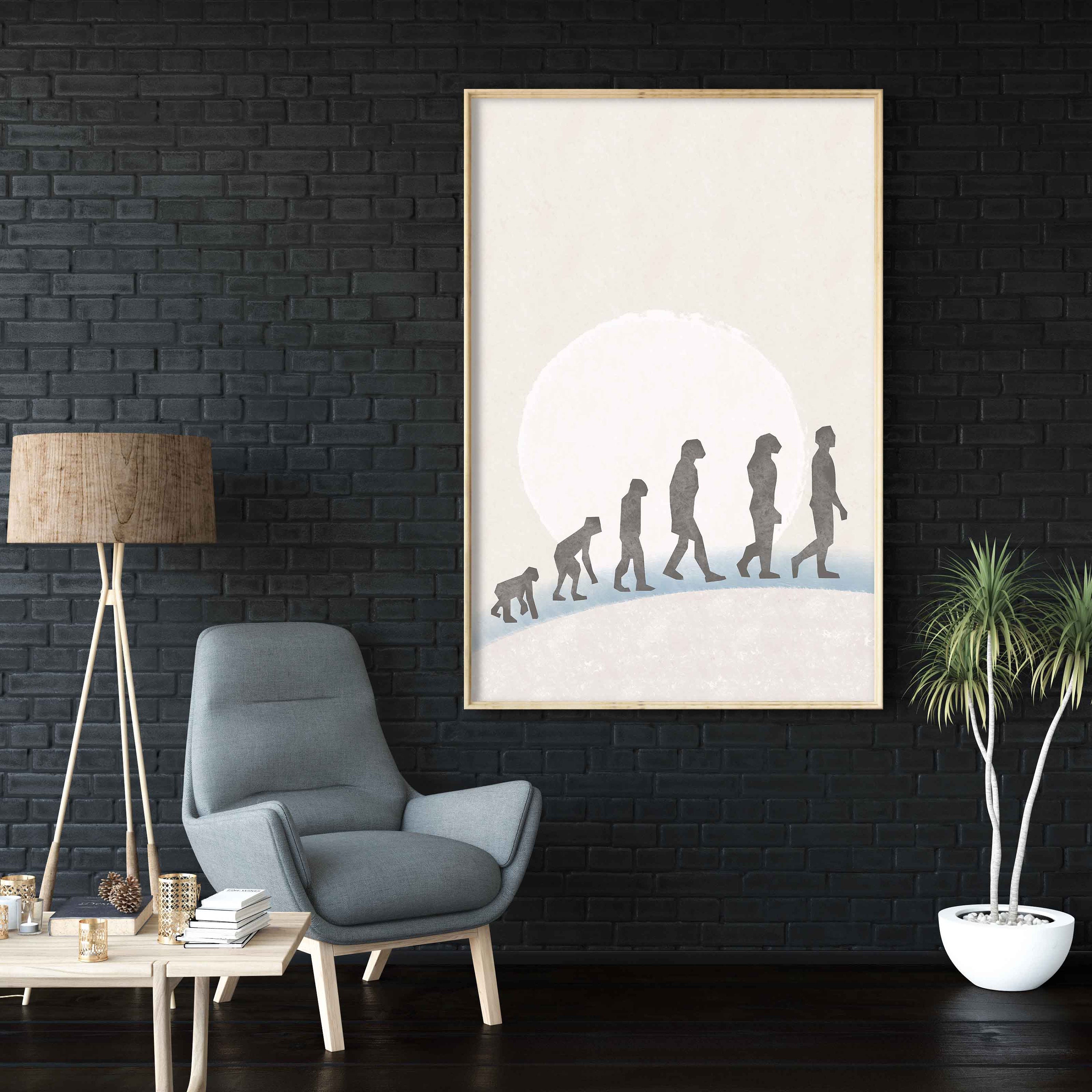 Human Evolution Sunset Silhouette Printable Wall Art Modern | Etsy