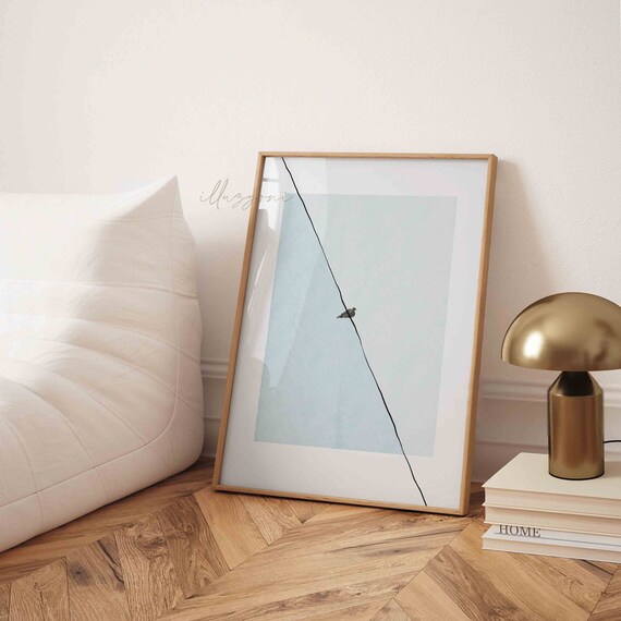 Bird on a Wire, Sunset Silhouette, Printable Wall Art, Modern Print, Abstract Wall Art, Minimalist Bird Art, Dove Home Decor, Bohemian Print
