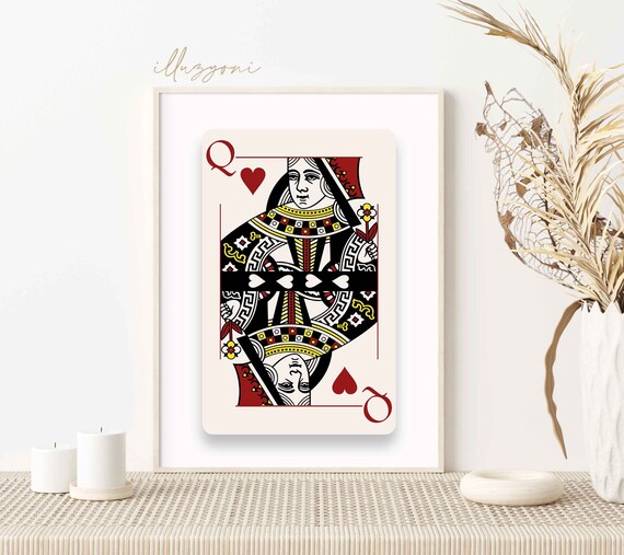 Queen of Hearts Poster Printable Wall Art Mid Century One - Etsy