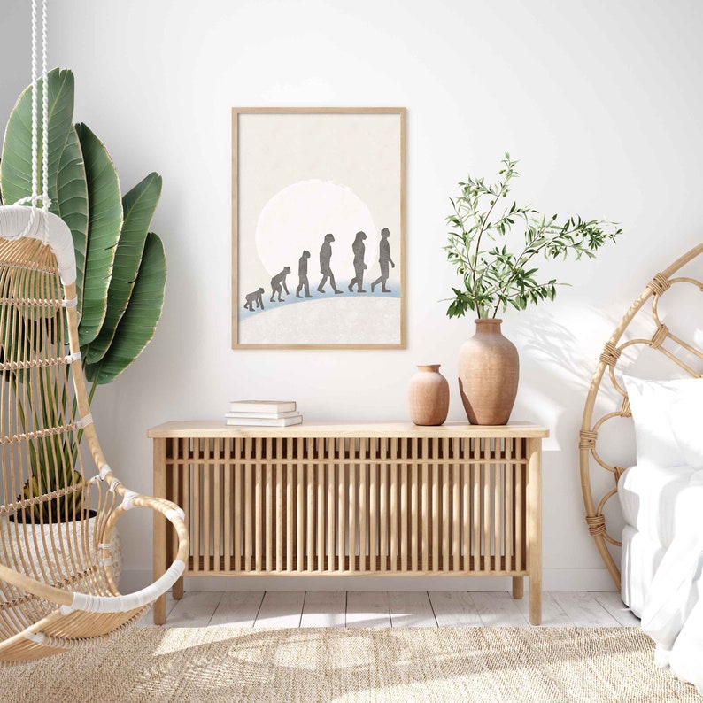 Human Evolution Sunset Silhouette Printable Wall Art Modern - Etsy