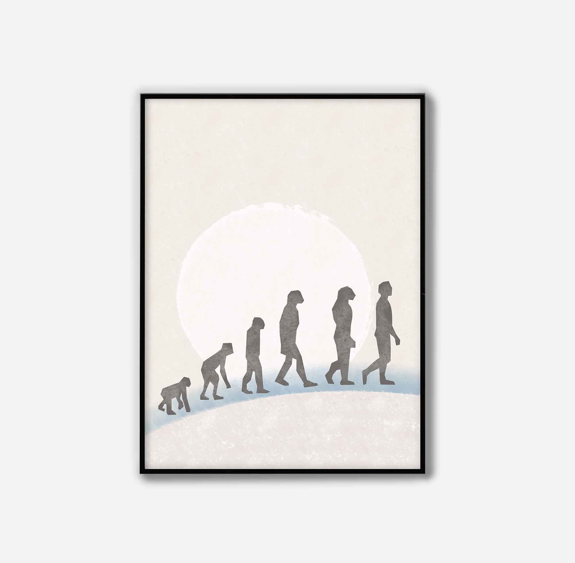 Human Evolution Sunset Silhouette Printable Wall Art Modern - Etsy