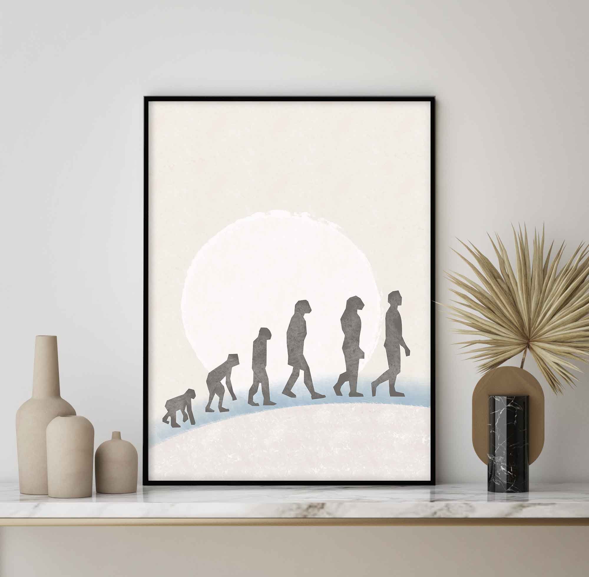 Human Evolution Sunset Silhouette Printable Wall Art Modern | Etsy