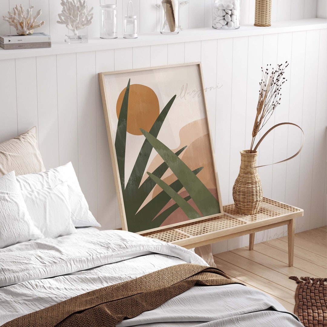Boho Botanical Wall Art Print, Printable Wall Art, Modern Minimalist ...