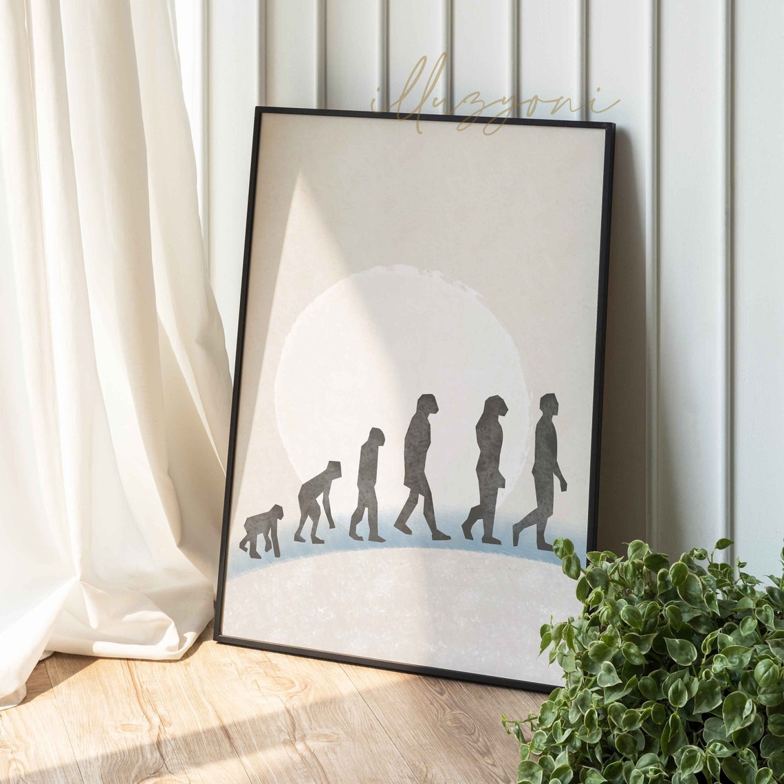 Human Evolution, Sunset Silhouette, Printable Wall Art, Modern Print ...