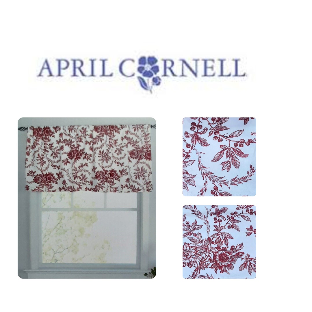 April Cornell WINDOW VALANCE Felicity Red 18 X 50 100 Cotton Floral