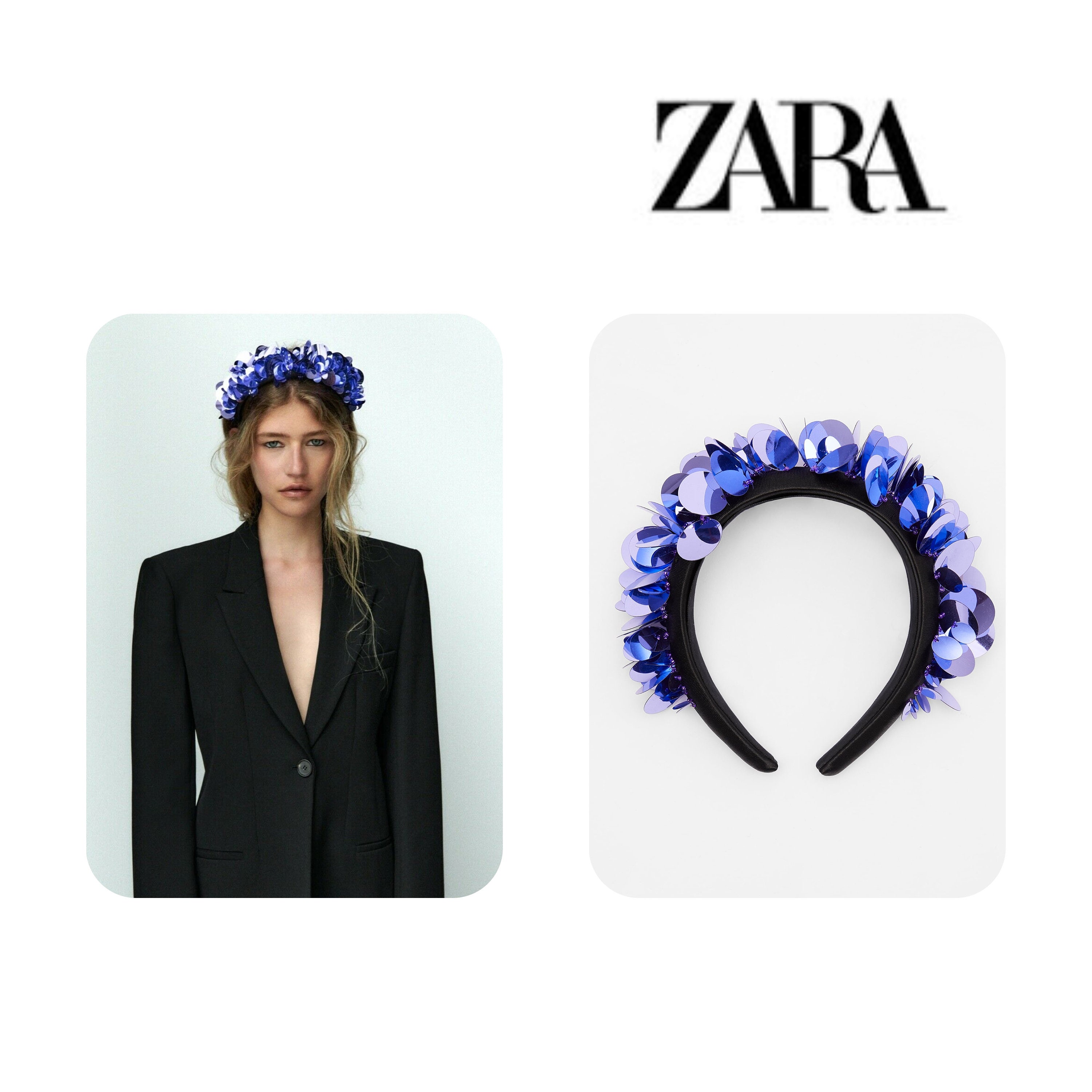 ZARA Women's Padded XL Sequin Hairband Headband PURPLE - Etsy Israel