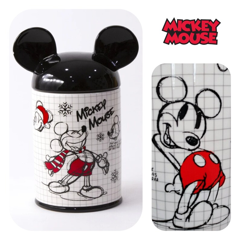 Mickey Mouse Disney Cookie Jar Christmas Sketchbook Red Black White