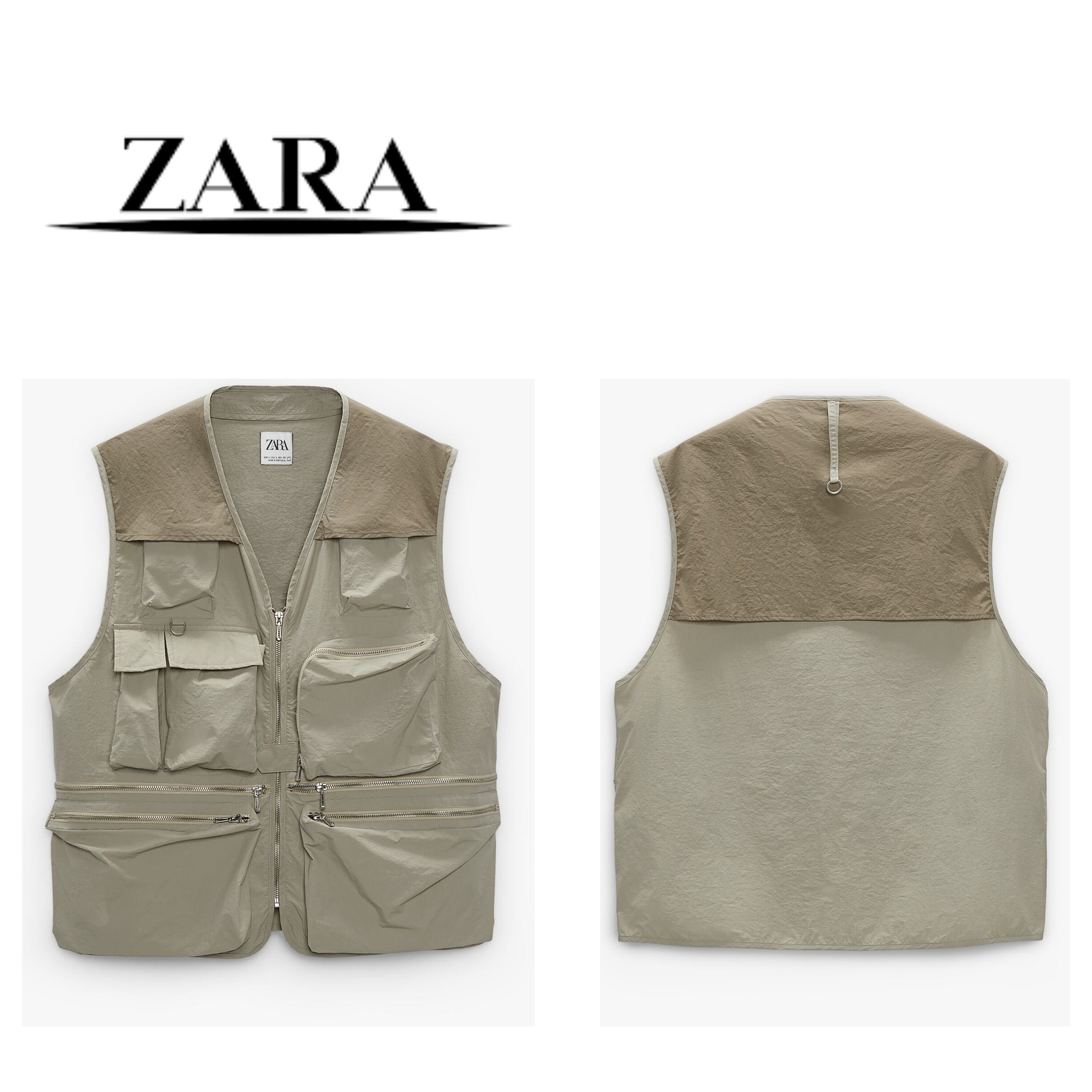 Zara Men's Utility Field VEST Beige Brown ZIPPER Pockets MEDIUM Military Nylon Gift for Him Etsy