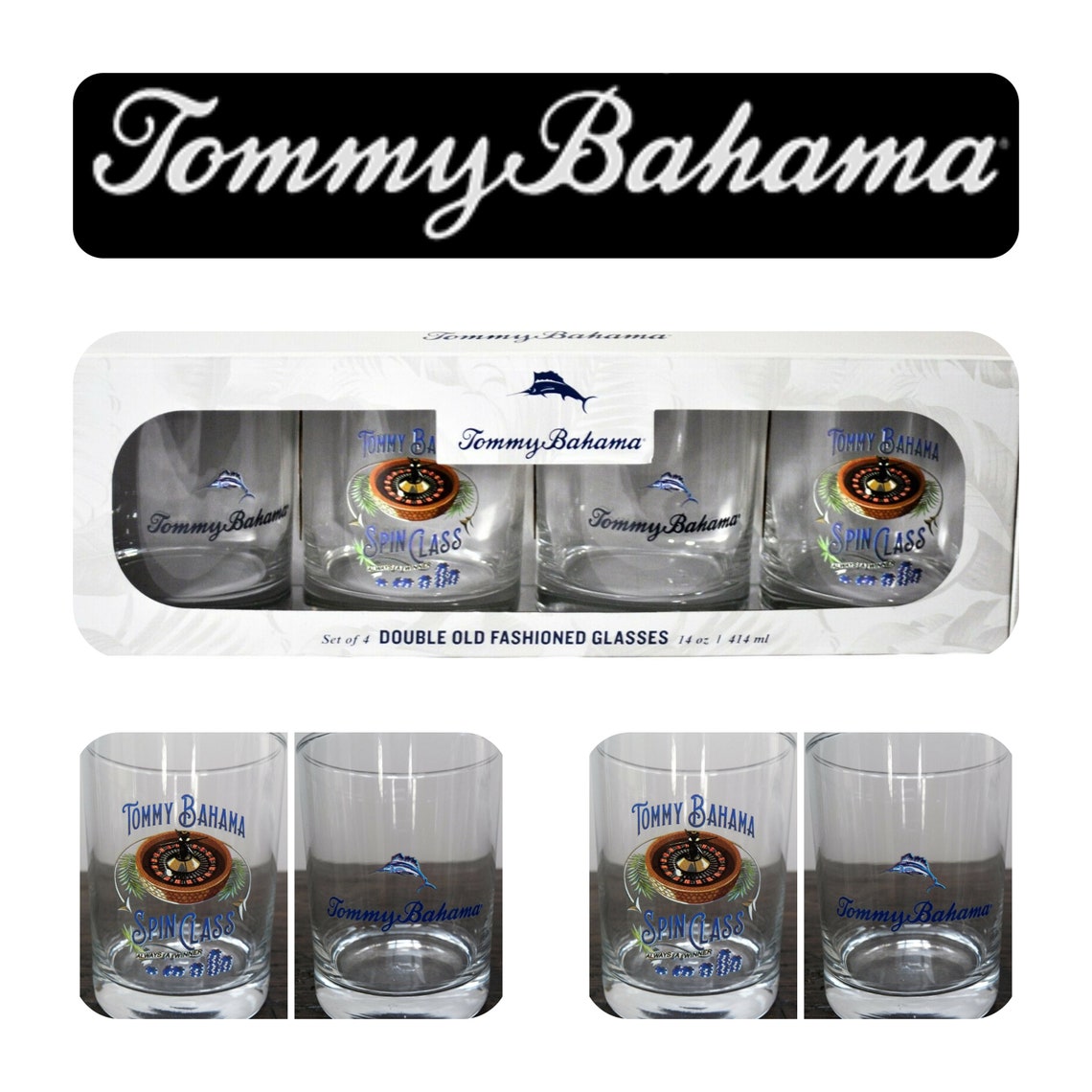 Tommy Bahama 4 Double Old Fashioned Whiskey Bar Drinking Glass Etsy