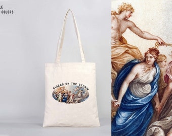 Guido Reni Ares & Eos Printed Canvas Bag l 8 Custom Colors Handle l 320 gr 100% Natural Cotton Fabric l Non-toxic Eco-friendly Print