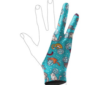 1+1 pcs Fairytale Prints Digital Artist Glove l Kids-Adult Sizes l Tablet Glove l iPad Drawing Glove l Illustrator l Graphic Designer Glove