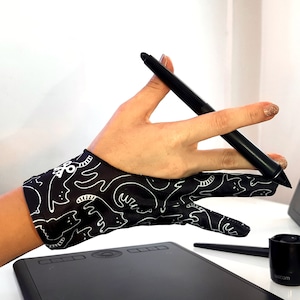 11 pcs Doodle Cats Custom Design Digital Artist Glove for Drawing Graphic Tablets l Drawing Glove l Artist Birthday Gift image 4