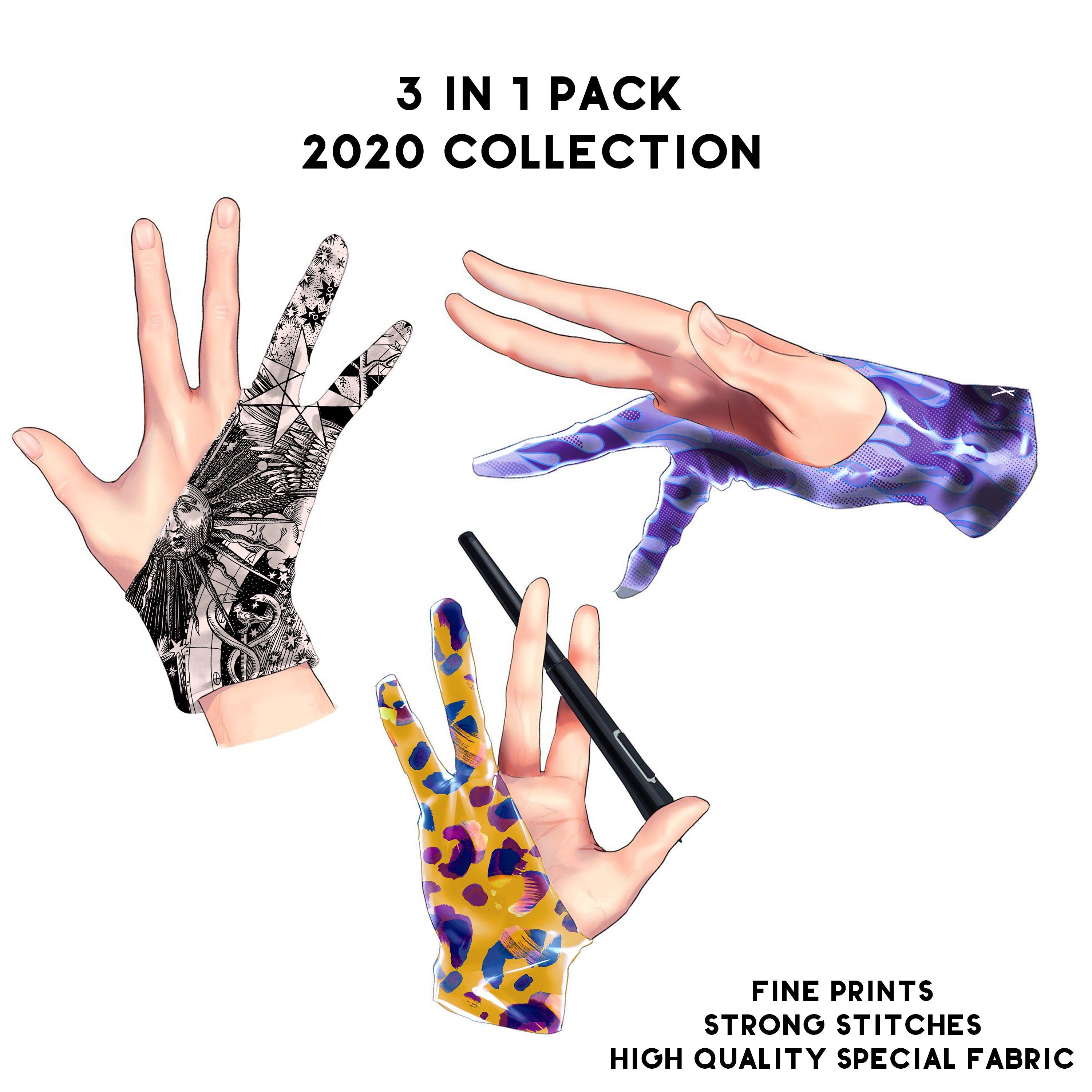 3 in 1 Pack l Digital Artist Glove l Artist Gift l Tablet Glove l Drawing Glove l Illustrator Glove l Graphic Designer Glove l Artist Gift for sale  