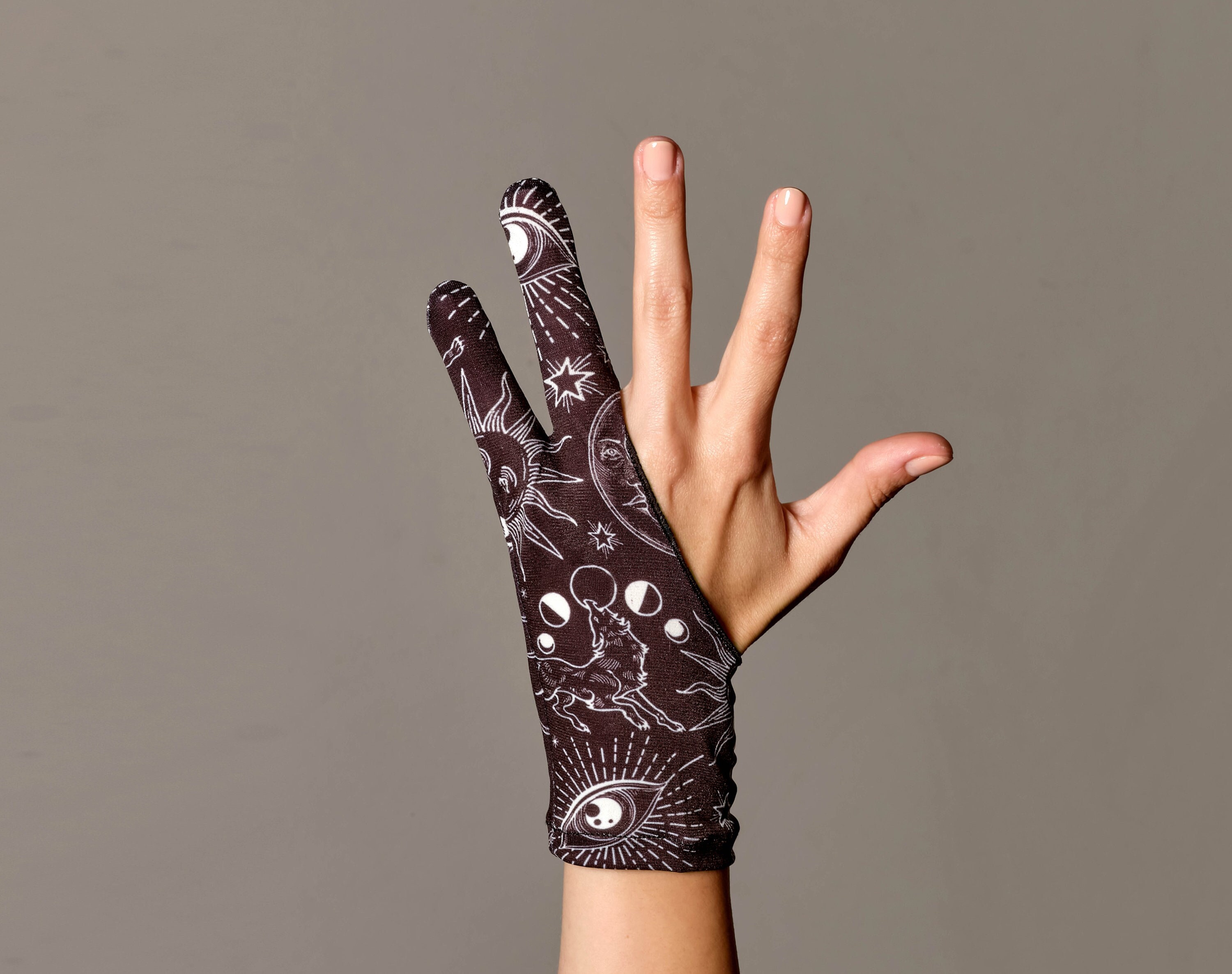 8 Pairs Digital Drawing Glove Paper Sketching Glove Two-Finger Artist Glove, Size: One size, Black