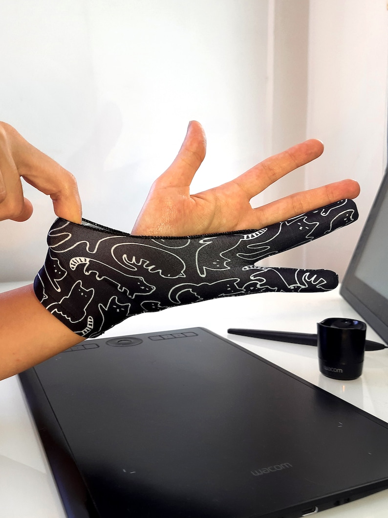 11 pcs Doodle Cats Custom Design Digital Artist Glove for Drawing Graphic Tablets l Drawing Glove l Artist Birthday Gift image 6