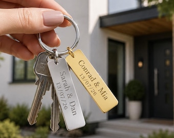 Personalised New Home Keyring | House Warming Gift | New Home Gift | Custom House Keyring | First Home Keepsake | Silver Or Gold Keyring