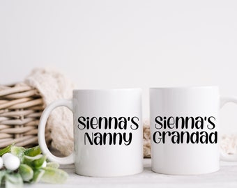 Cadeau voor opa en oma | Cadeau voor oppas | Gepersonaliseerd door kleinkind | Gepersonaliseerd oppascadeau | Nanny en opa mok.
