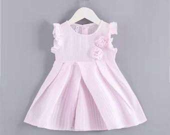 Girls Summer Dress/Toddler Kids Baby Girl/Pink or Blue/Cute Outfit
