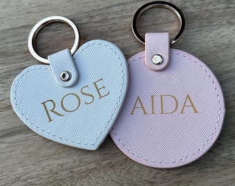 Personalised Faux Leather Keyring | Custom Name or Initials | Gift for Him Her | Birthday Gift | New Home Gift | New Car Keychain Gift.