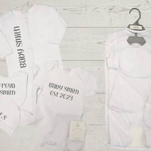 Babygrow Sleepsuit New Baby Keepsake | Gift For New Baby | Personalised Baby Cotton Clothing Set.