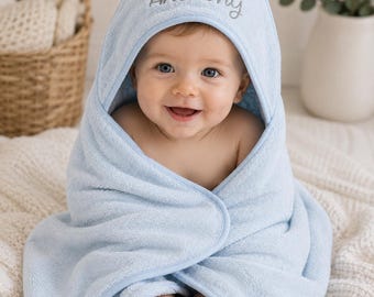 Personalised Baby Hooded Towel Wrap | Embroidered Baby Bath Towel | Newborn Baby Gift | Personalised Baby Shower Gift | Baby Bath Wrap
