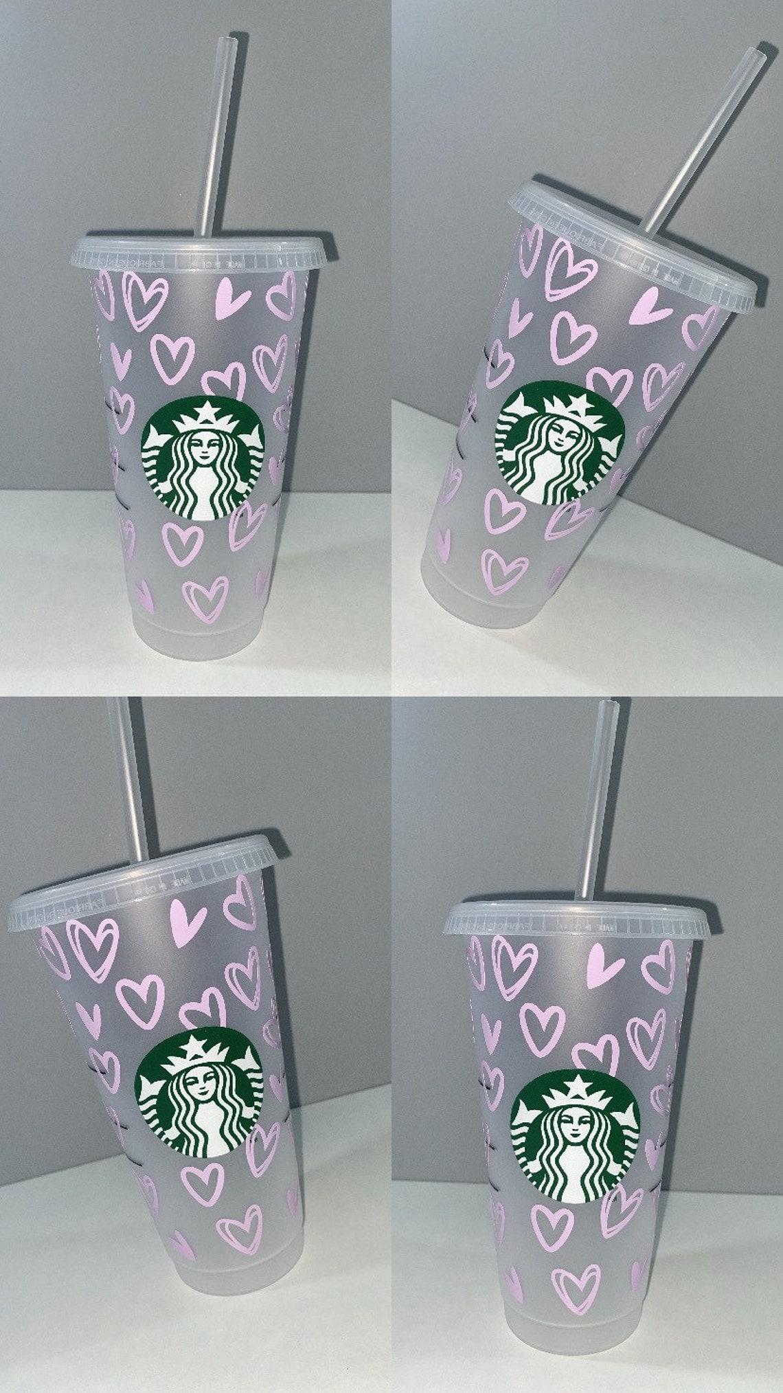 Personalised Starbucks cup/Heart ombré tumbler cold cup/Coffee Etsy
