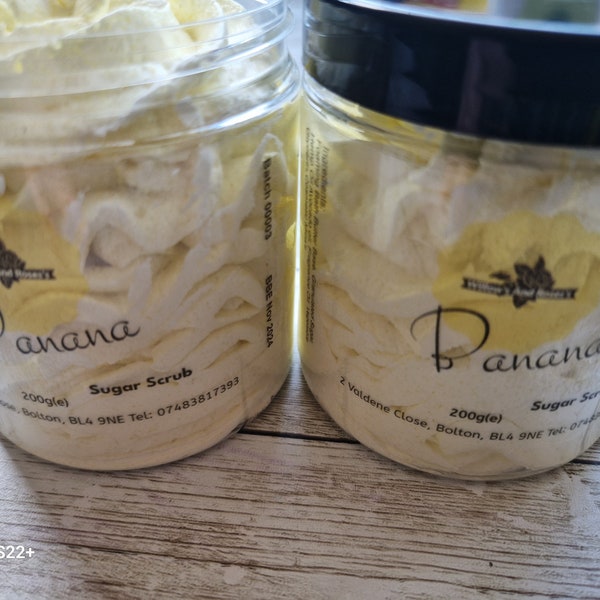 Banana Foaming Sugar Scrub, Vegan, Cruelty Free, Exfoliating, Moisturising, Nourishing, Whipped, Gift for all, Self Care.