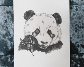 Panda Pen Drawing Etsy Panda Pen Drawing Etsy