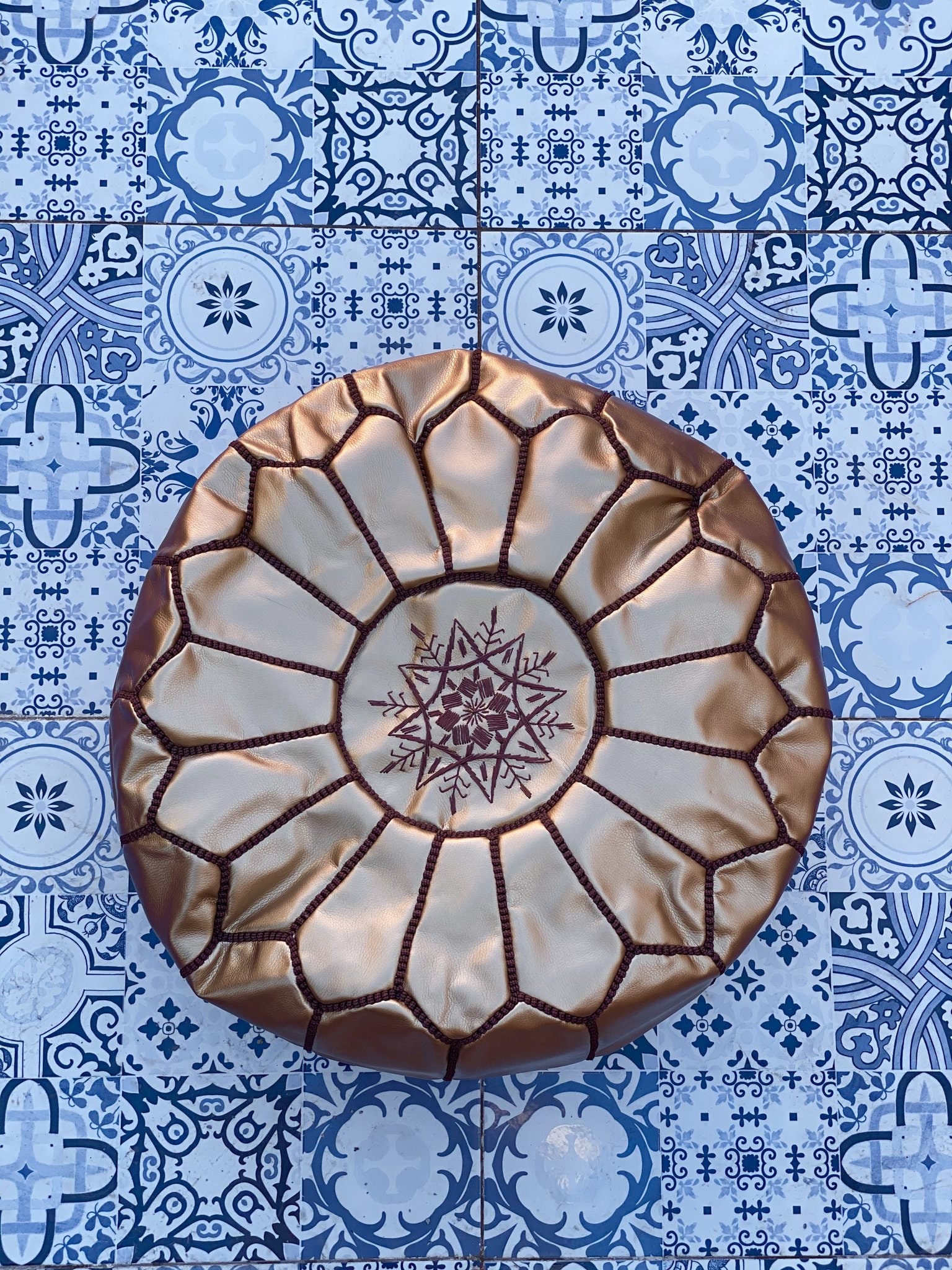 Pouf en Cuir Marocain