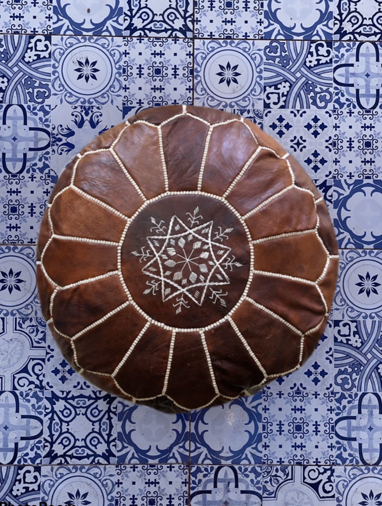 Pouf en Cuir Marocain