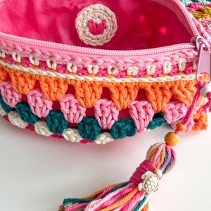 Hippie crochet pouch! Perfect for cosmetics, pens, crochet hooks and much more, in boho style! READY TO SHIP! image 7