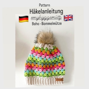 HÄKELANLEITUNG #MyHyggeMütz, EBook für eine wunderschöne Boho Häkelmütze - DEUTSCH