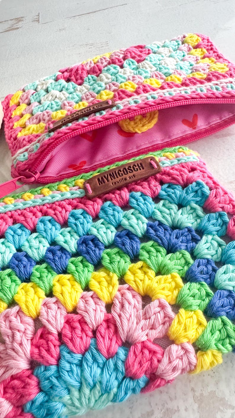 Hippie crochet pouch! Perfect for cosmetics, pens, crochet hooks and much more, in boho style! READY TO SHIP! image 10