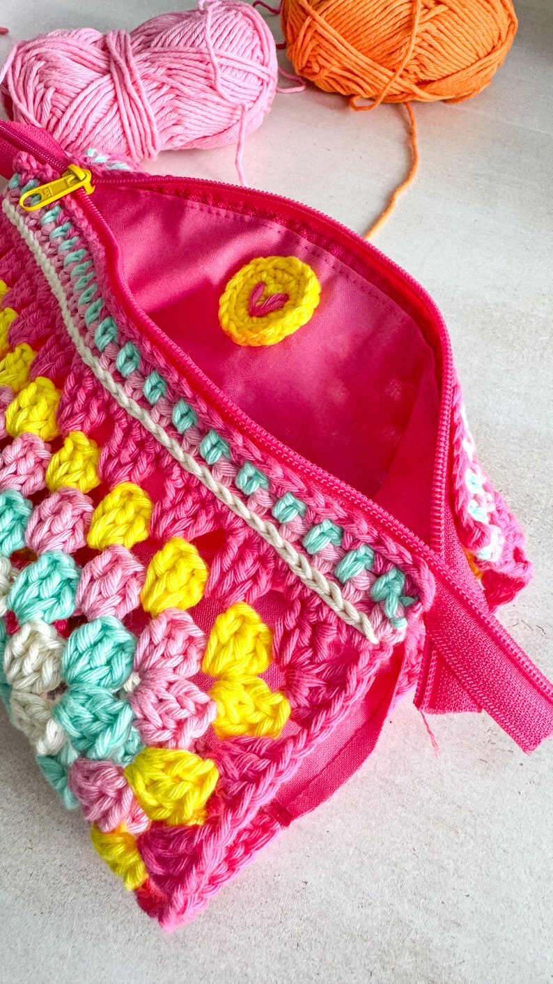Hippie crochet bag Cosmetics, pens, crochet hooks and much more, in boho style READY TO SHIP image 4