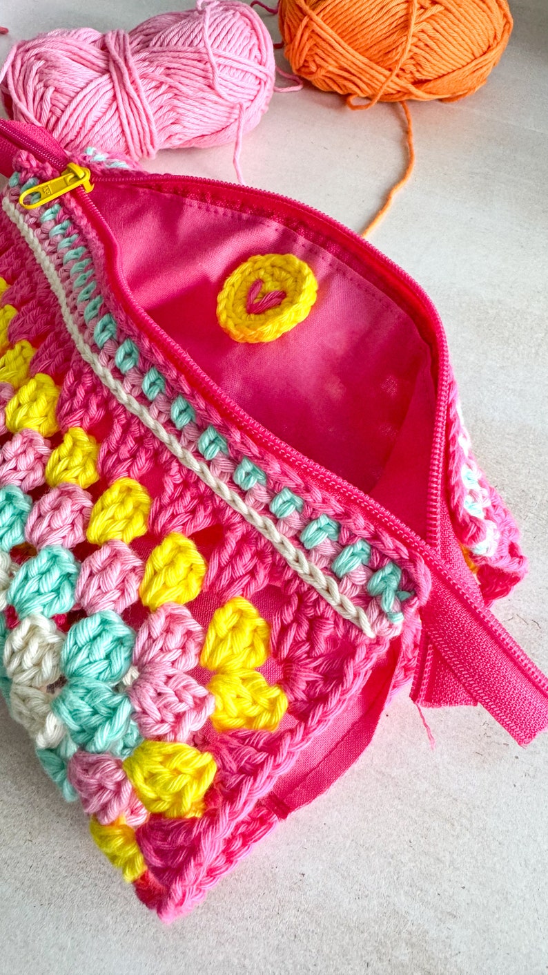 Hippie crochet pouch! Perfect for cosmetics, pens, crochet hooks and much more, in boho style! READY TO SHIP! image 5