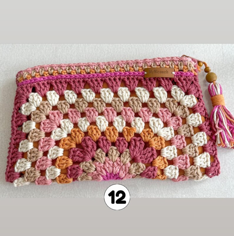 Hippie crochet pouch! Perfect for cosmetics, pens, crochet hooks and much more, in boho style! READY TO SHIP! image 9